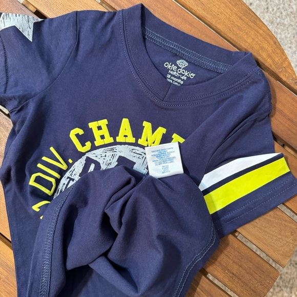 Okie Dokie Baby Boy Graphic  Football T-Shirt /Dad's Touchdown tyke/Champion - Picture 6 of 7